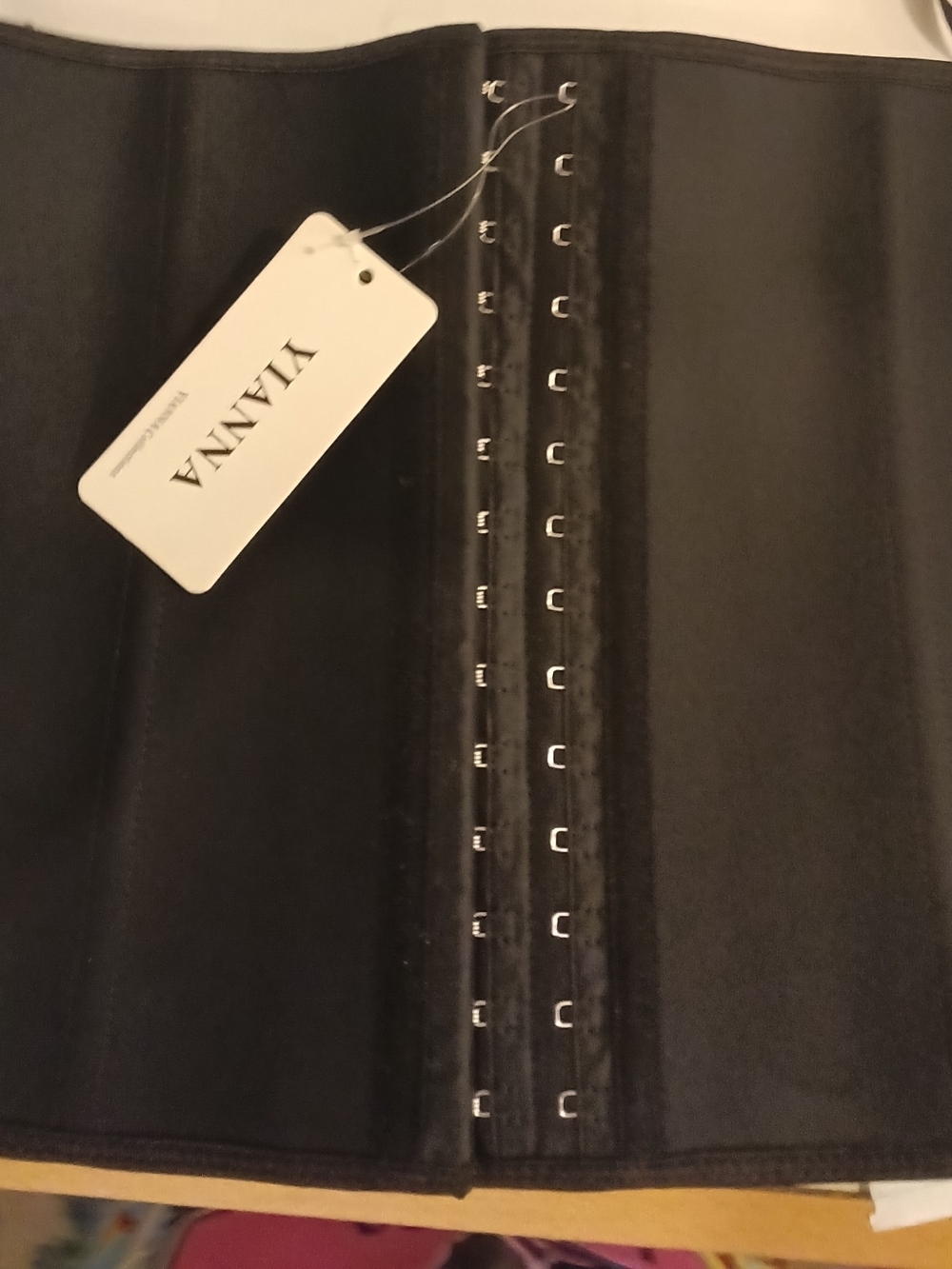 YiAnna Black Waist Trainer Corset with Hook-and-Eye Front